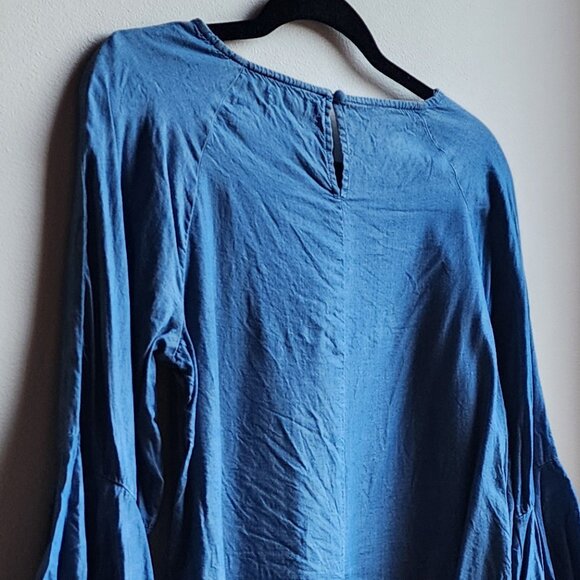 LC Lauren Conrad Denim Three Quarter Sleeve Blouse Size Small - Picture 9 of 13